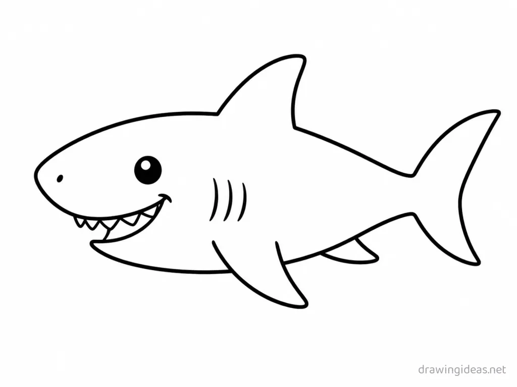 Easy shark drawing — easy style shark sketch