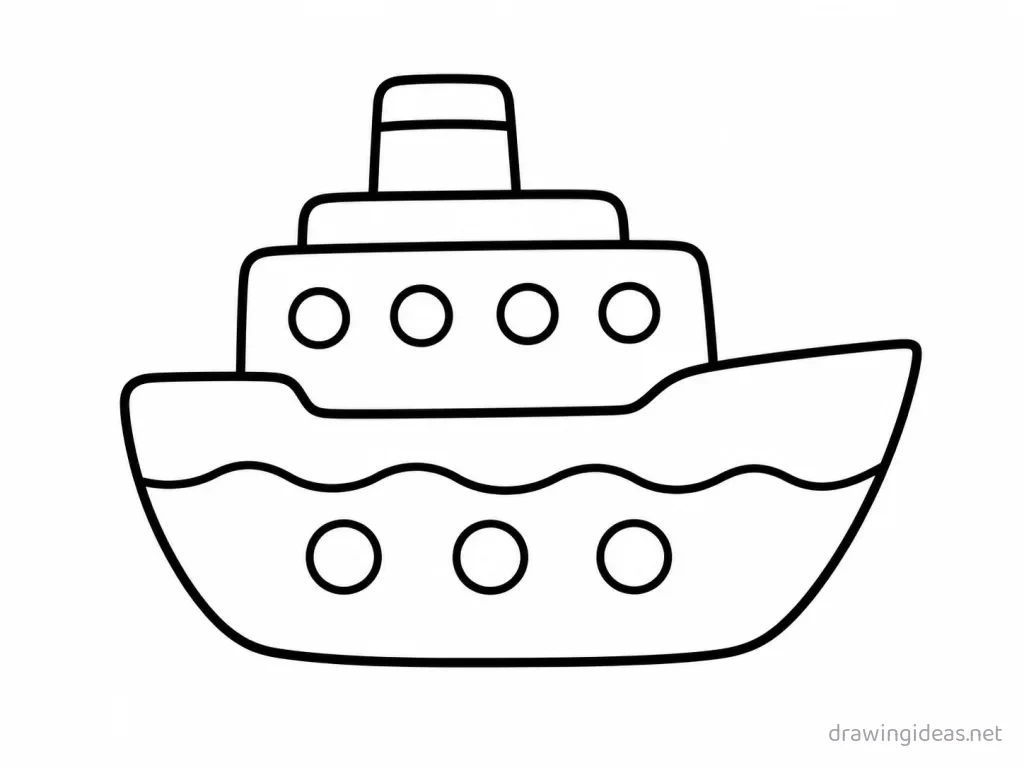 Easy ship drawing — easy style ship sketch