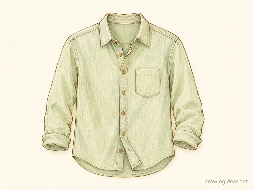 Shirt drawing — hand-drawn shirt illustration with ink lines and soft colors