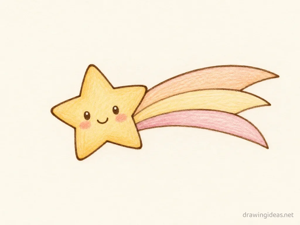 Shooting Star drawing — hand-drawn shooting star illustration with ink lines and soft colors