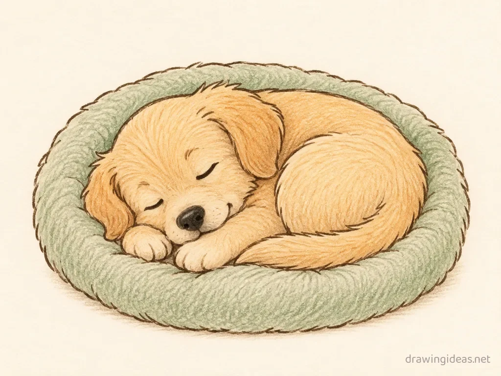 Sleeping drawing — hand-drawn sleeping illustration with ink lines and soft colors