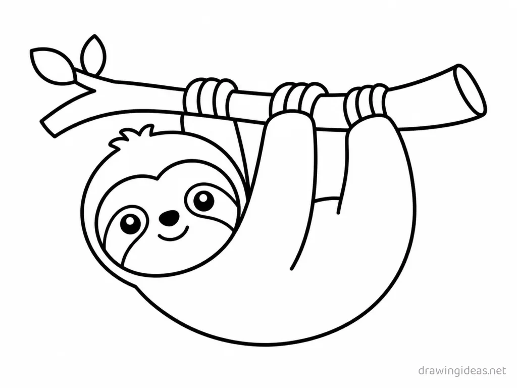 Easy sloth drawing — easy style sloth sketch