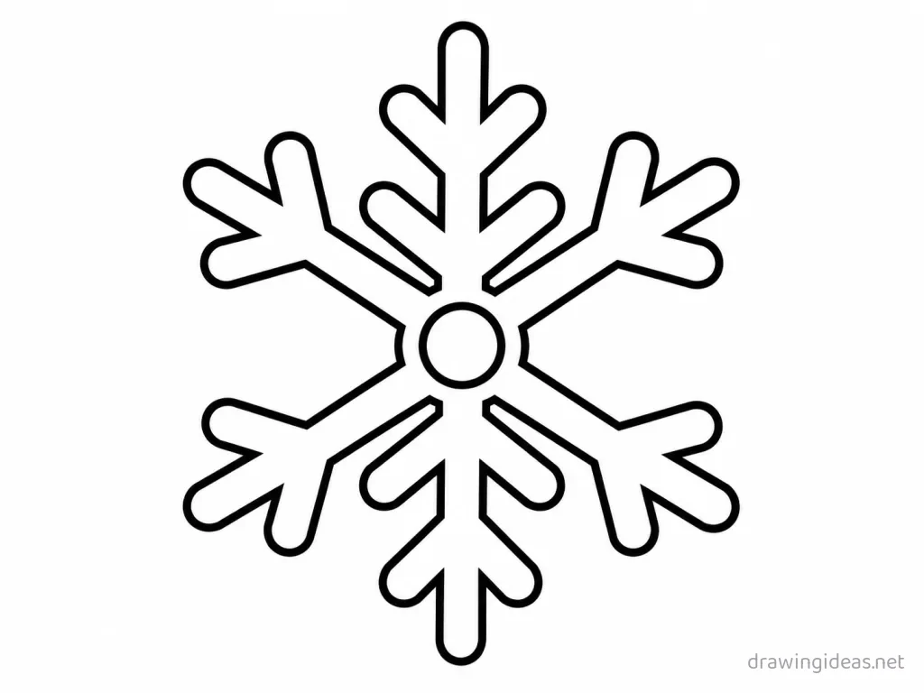 Easy snowflake drawing — easy style snowflake sketch