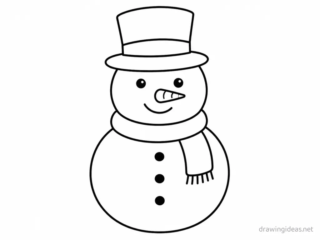 Easy snowman drawing — easy style snowman sketch