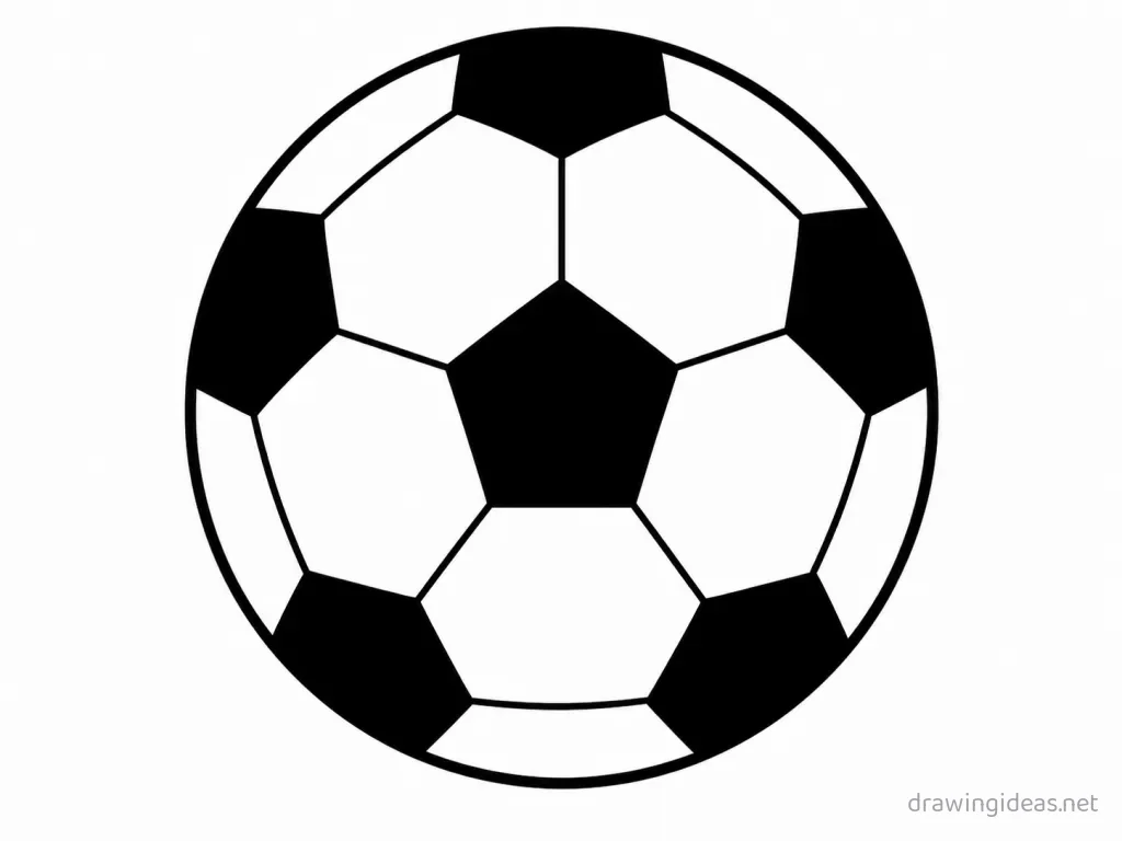 Easy soccer ball drawing — easy style soccer ball sketch