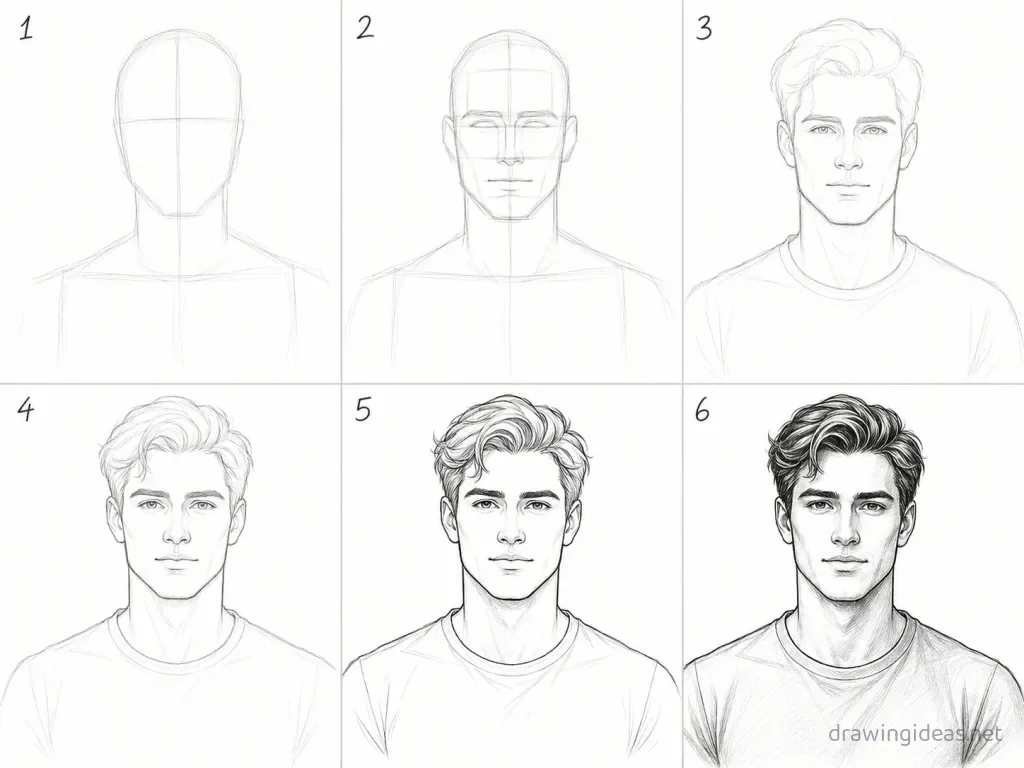 How to draw a soulmate step by step — 6-step soulmate drawing tutorial grid
