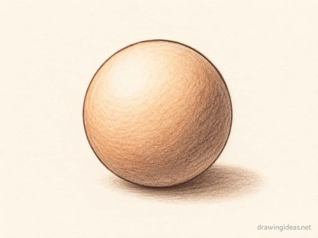 Sphere drawing ā hand-drawn sphere illustration with ink lines and soft colors