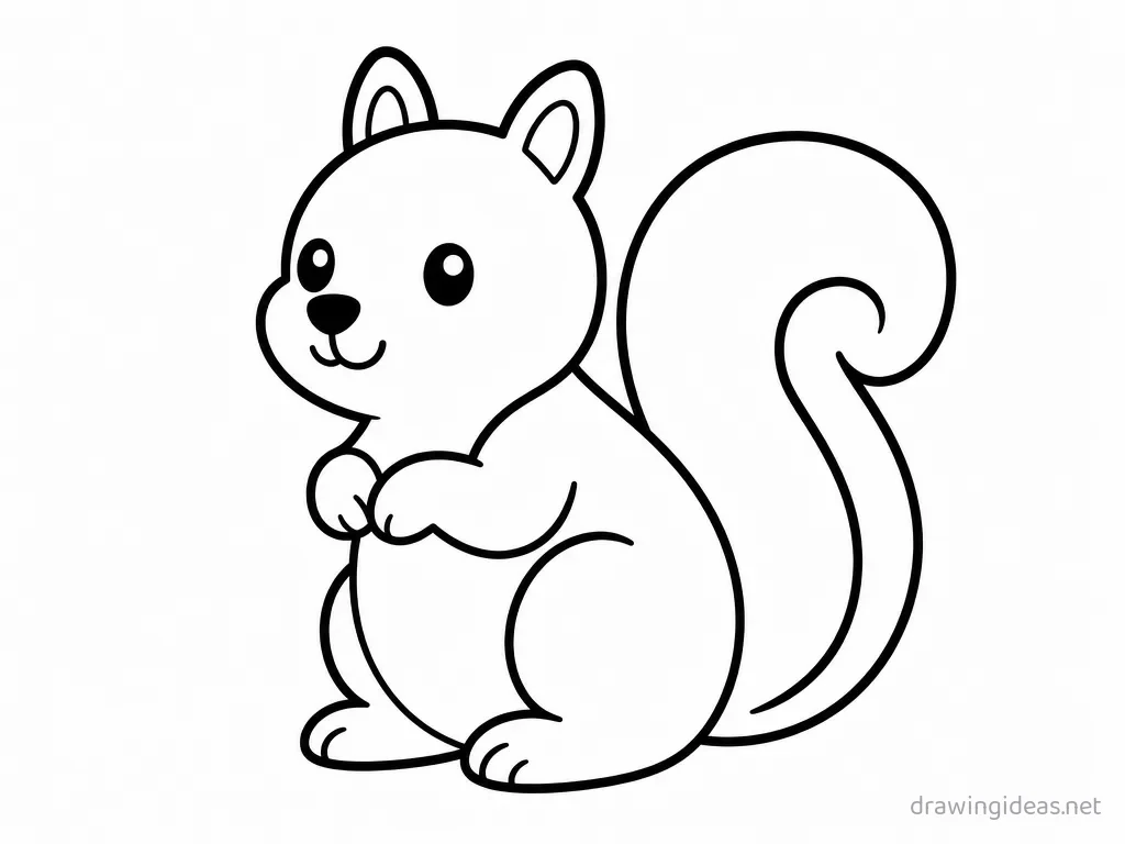 Easy squirrel drawing — easy style squirrel sketch