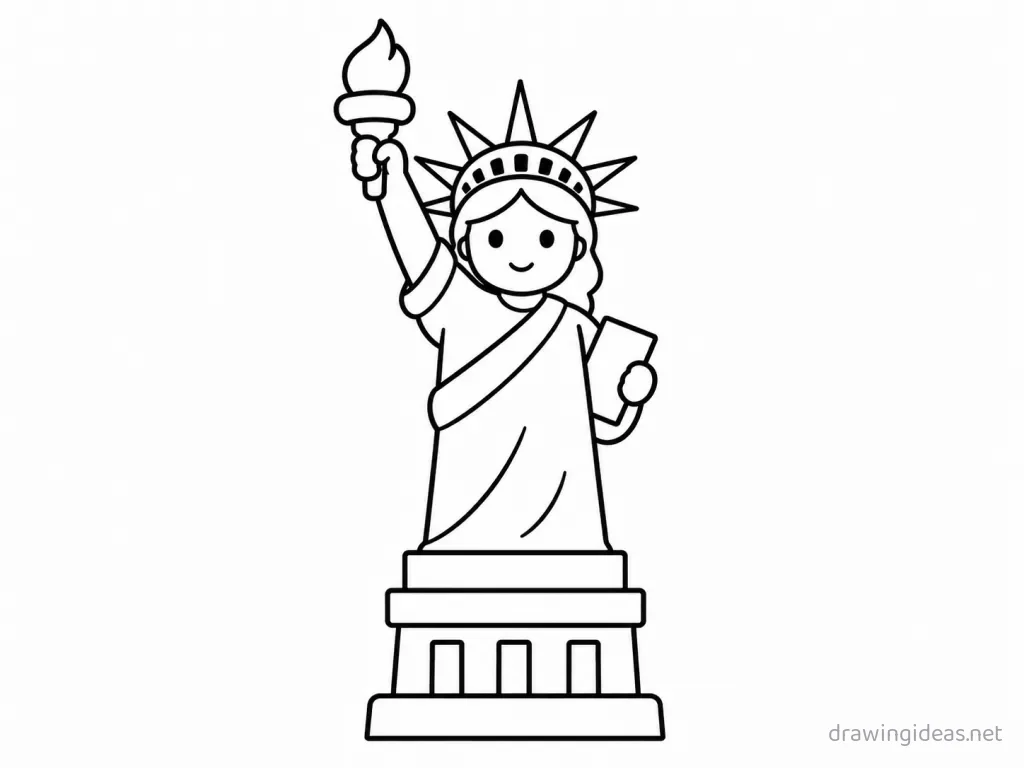 Easy Statue of Liberty drawing — easy style Statue of Liberty sketch