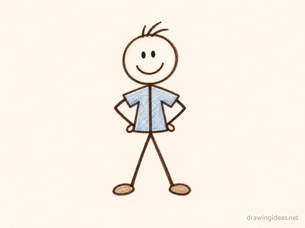 Stick Figure drawing ā hand-drawn stick figure illustration with ink lines and soft colors