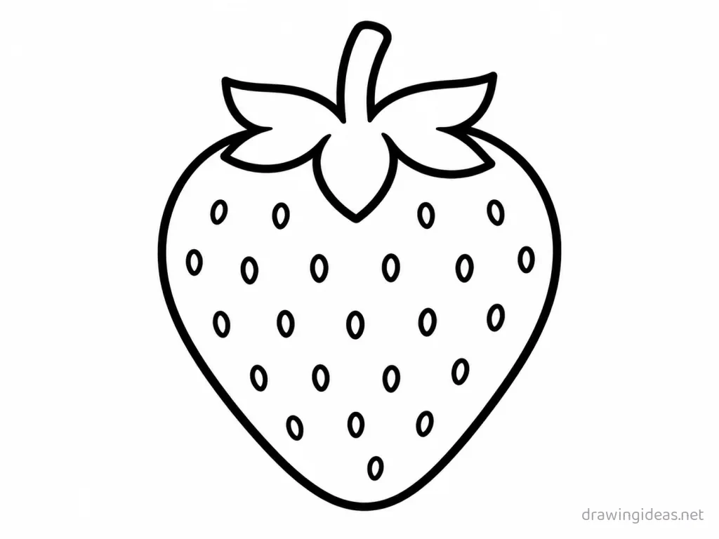 Easy strawberry drawing — easy style strawberry sketch