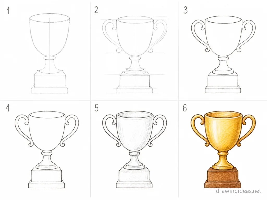 How to draw success step by step — 6-step success drawing tutorial grid