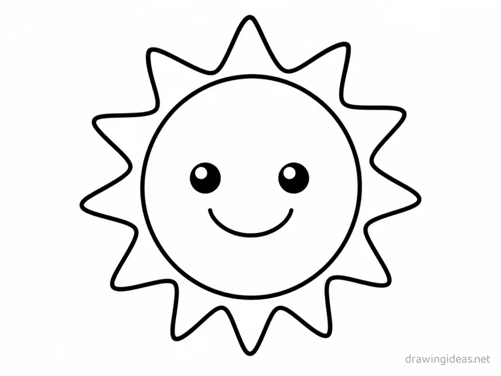 Easy sun drawing — easy style sun sketch