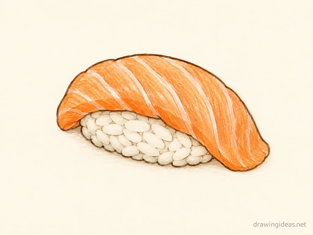 Sushi drawing — hand-drawn sushi illustration with ink lines and soft colors
