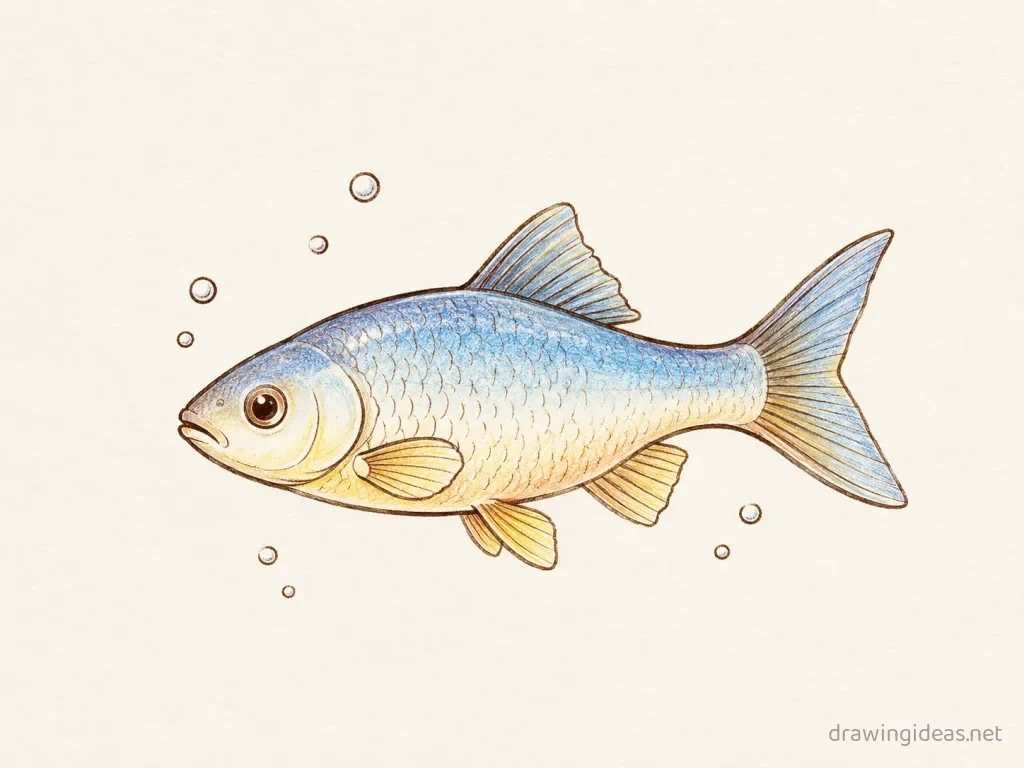 Swimming drawing — hand-drawn swimming illustration with ink lines and soft colors