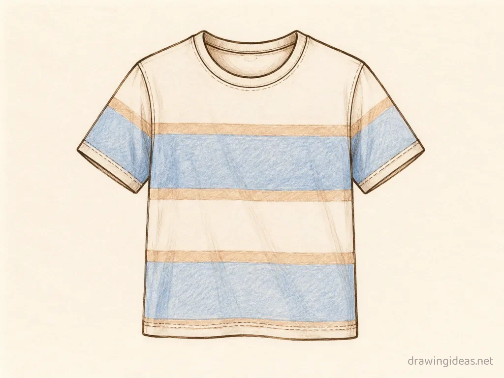 T Shirt drawing — hand-drawn t shirt illustration with ink lines and soft colors