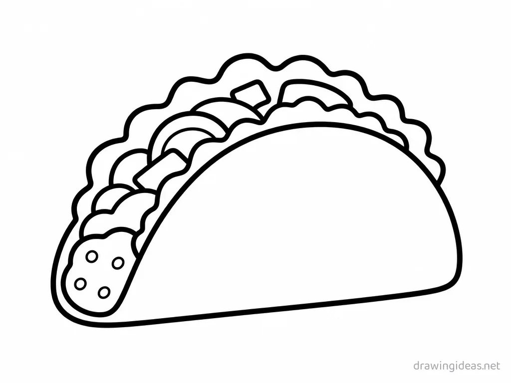 Easy taco drawing — easy style taco sketch
