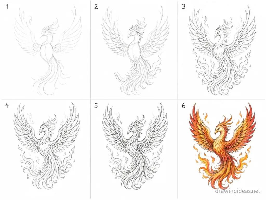How to draw a tattoo step by step — 6-step tattoo drawing tutorial grid