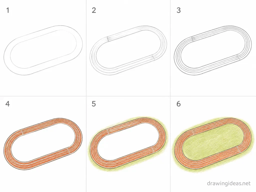How to draw a track step by step — 6-step track drawing tutorial grid