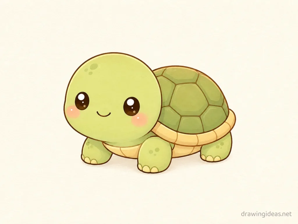 Cute turtle drawing — cute style turtle sketch