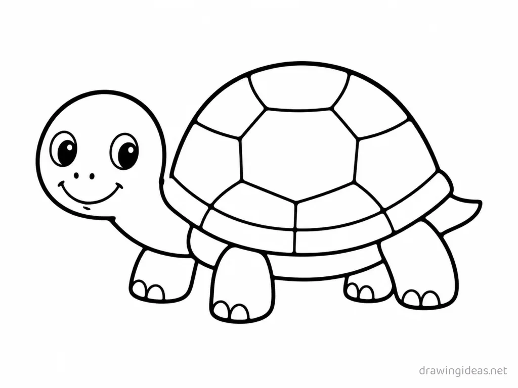 Easy turtle drawing — easy style turtle sketch