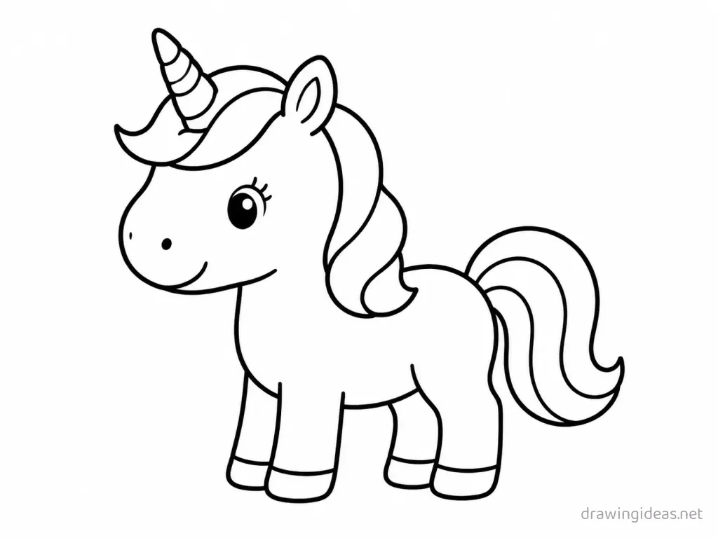 Easy unicorn drawing — easy style unicorn sketch