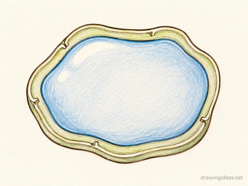 Vacuole drawing — hand-drawn vacuole illustration with ink lines and soft colors