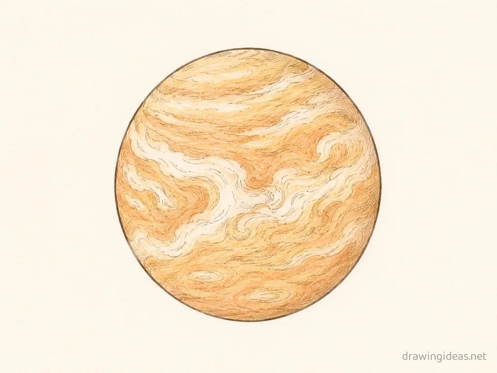 Venus drawing — hand-drawn venus illustration with ink lines and soft colors