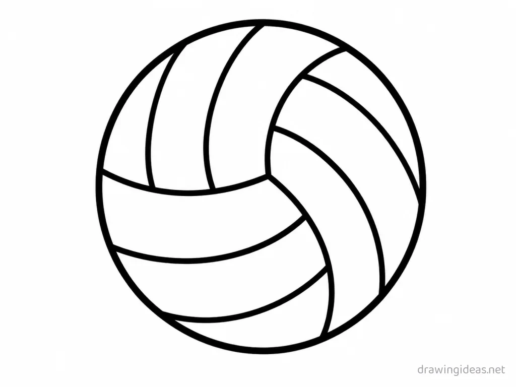 Easy volleyball drawing — easy style volleyball sketch