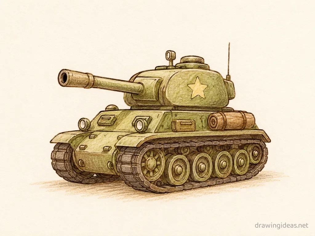 War drawing — hand-drawn war illustration with ink lines and soft colors