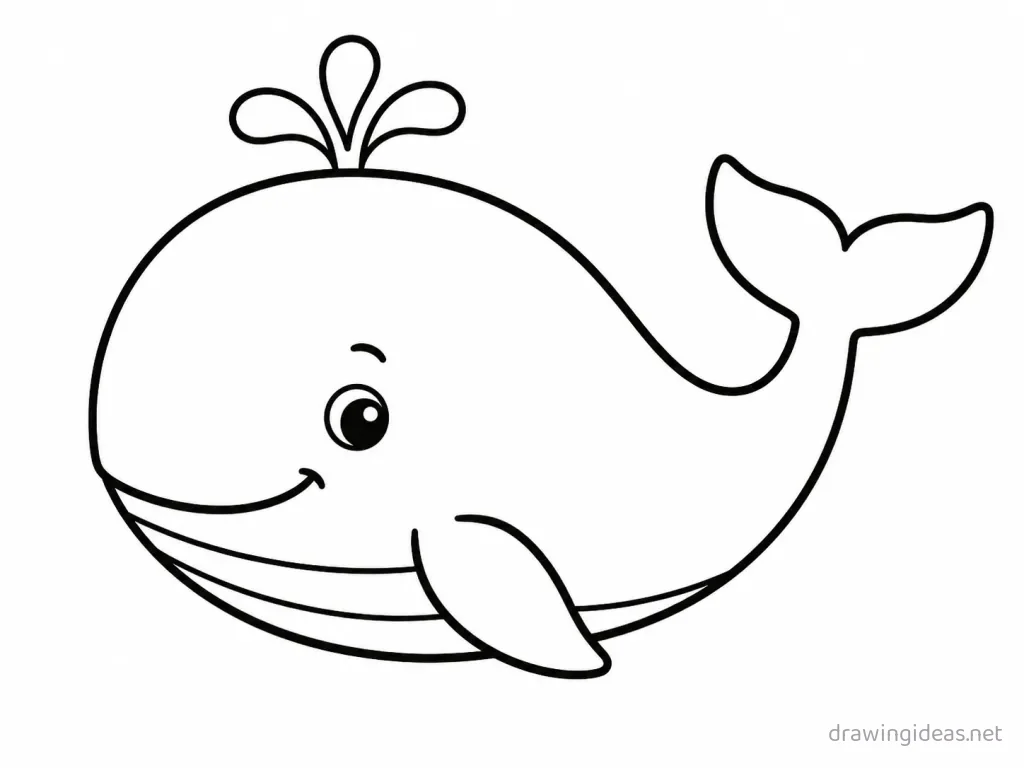 Easy whale drawing — easy style whale sketch
