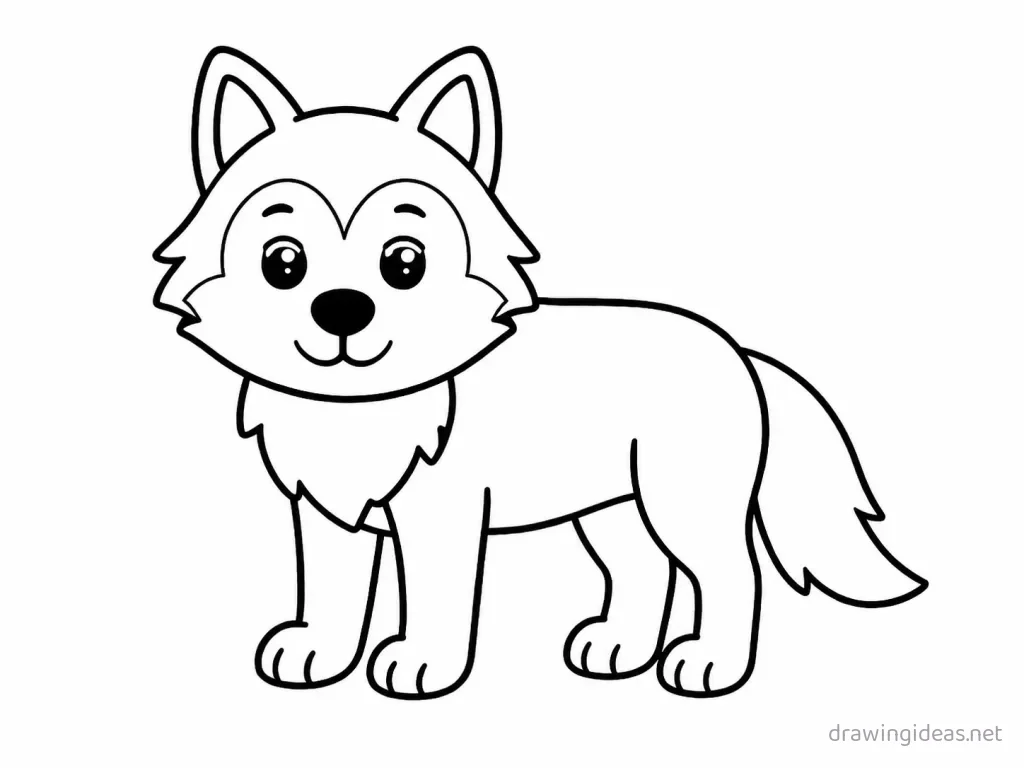 Easy wolf drawing — easy style wolf sketch