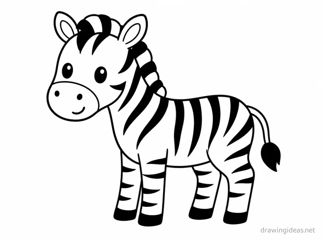 Easy zebra drawing — easy style zebra sketch