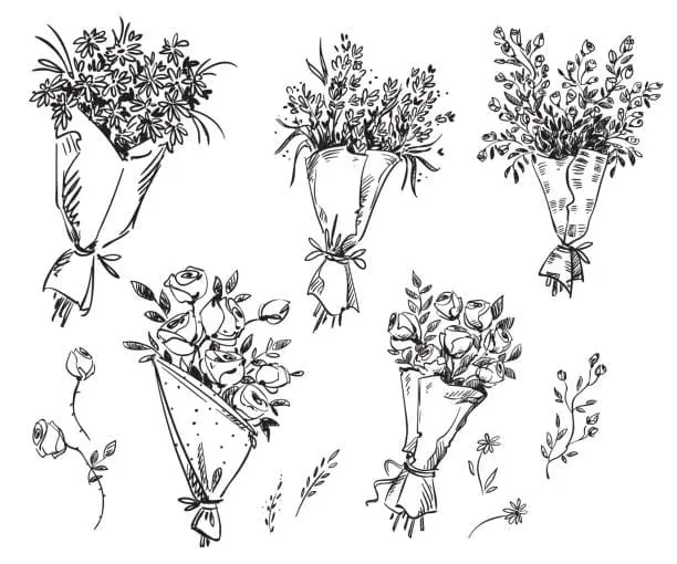 Bouquet of Flowers drawing